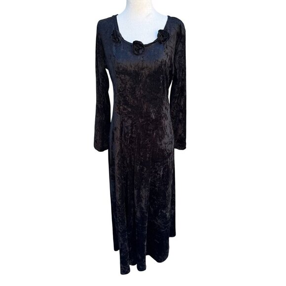 Caren Desiree CDC Vintage Womens Velvet Burnout Black Goth Whimsygoth Maxi Dress - Picture 1 of 14